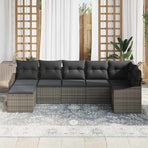 Garden Sofa Set 7 pcs Grey Poly Rattan