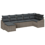 Garden Sofa Set with Cushion 7 pcs Grey Poly Rattan