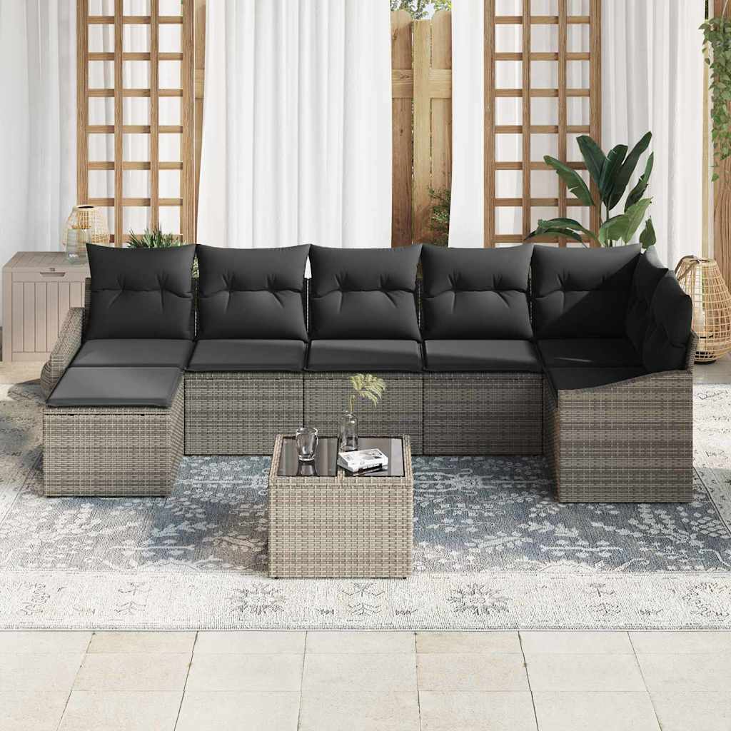 Garden Dining Set with Cushion with Storage 8 pcs Light Grey
