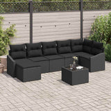 Garden Sofa Set with Cushion 8 pcs Black Poly Rattan