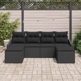 Garden Dining Set with Cushion with Storage 6 pcs Black