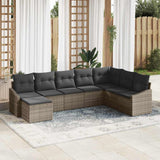 Garden Dining Set 8 pcs Grey Poly Rattan, Powder-Coated Steel