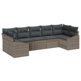 Garden Dining Set with Cushion with Storage 7 pcs Grey - Front View