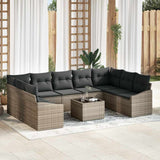 Garden Sofa Set with Cushion 9 pcs Light Grey Poly Rattan