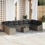 Garden Sofa Set with Storage Light Grey Poly Rattan