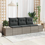 Garden Sofa Set with Storage 3 pcs Grey Poly Rattan