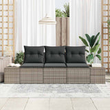 Garden Sofa Set with Storage 3 pcs Grey Poly Rattan - Side View