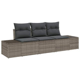 Garden Sofa Set with Storage 3 pcs Grey Poly Rattan