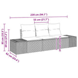Garden Sofa Set with Storage 3 pcs Grey Poly Rattan