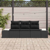 Garden Sofa Set with Storage 3 pcs Black Poly Rattan