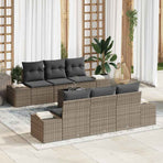 Garden Sofa Set 8 pcs Grey Poly Rattan