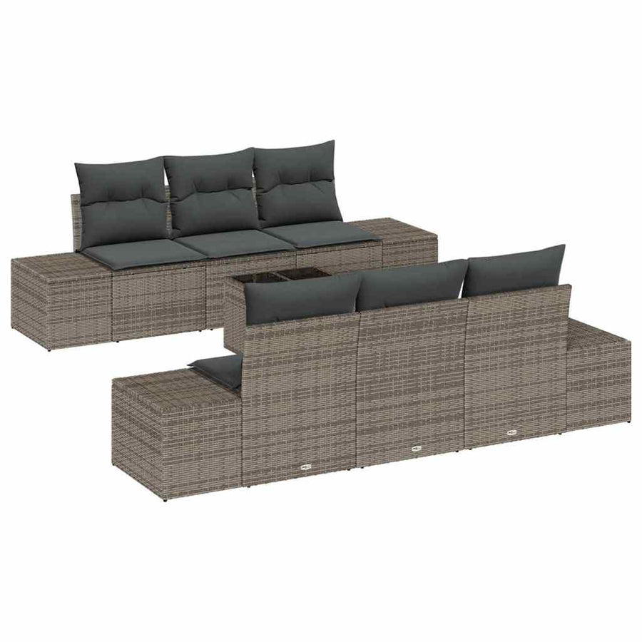 Garden Sofa Set 8 pcs Grey Poly Rattan