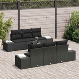 Garden Sofa Set with Cushion 8 pcs Black Poly Rattan