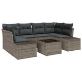 Garden Sofa Set with Cushion Manual 7 pcs Grey 55 x 55 x 37 cm - Front View