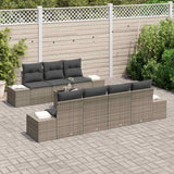 Garden Sofa Set with Cushion 8 pcs Grey Poly Rattan