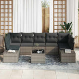 Garden Sofa Set with Cushion Manual 8 pcs Grey 55 x 55 x 37 cm - Side View