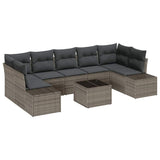 Garden Sofa Set with Cushion 8 pcs Grey Poly Rattan