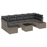 Garden Sofa Set with Cushion Manual 8 pcs Grey 55 x 55 x 37 cm - Front View