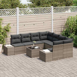 Garden Sofa Set with Cushion Manual 9 pcs Grey 55 x 55 x 37 cm - Side View