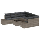 Garden Sofa Set with Cushion Manual 9 pcs Grey 55 x 55 x 37 cm - Front View