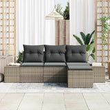 Garden Sofa Set with Cushion 4 pcs Grey Poly Rattan - Side View