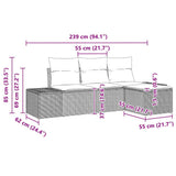 Garden Sofa Set with Cushion 4 pcs Grey Poly Rattan