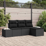 Garden Sofa Set 4 pcs Black Poly Rattan and Powder-Coated Steel