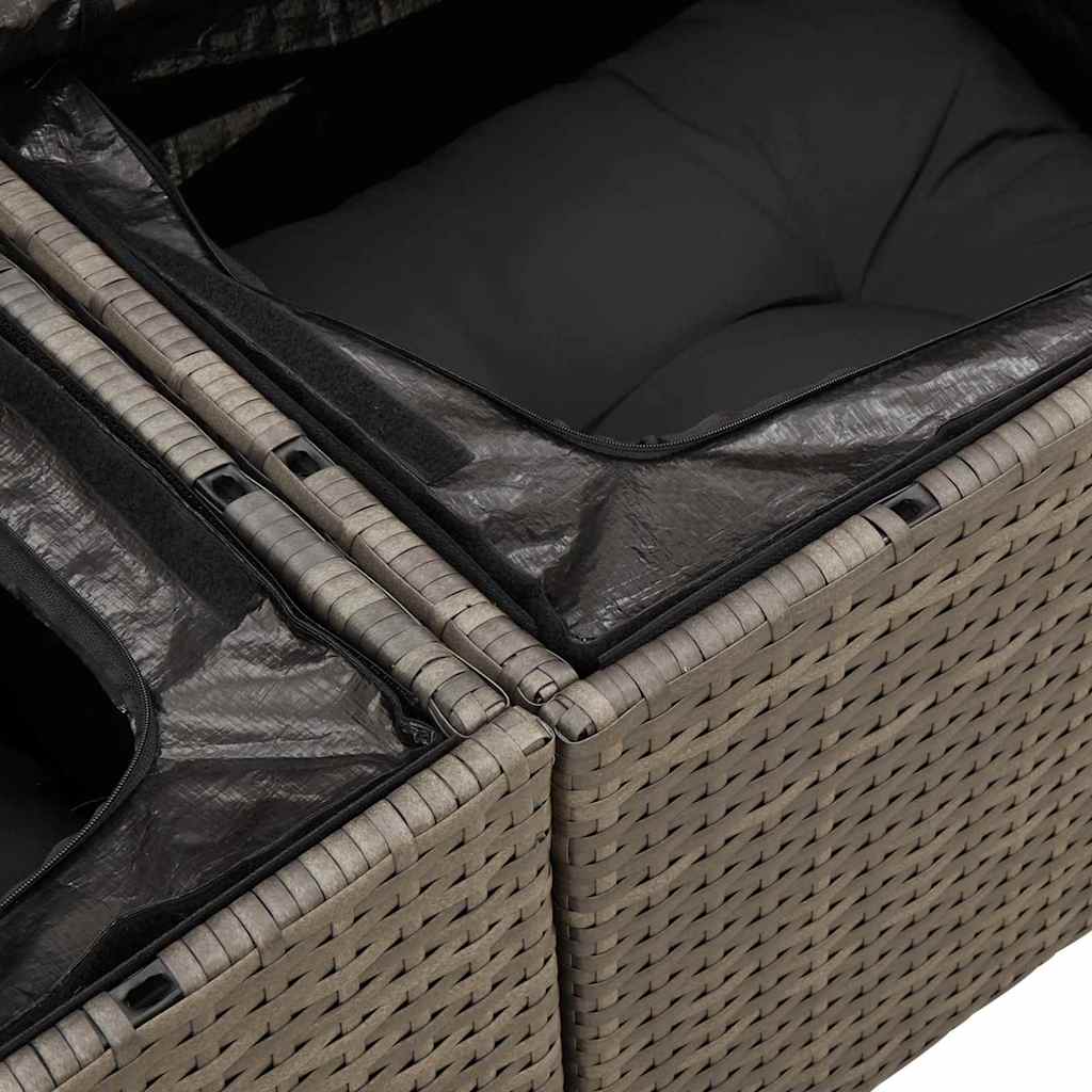Garden Sofa Set 5 pcs Grey Poly Rattan and Powder-Coated Steel