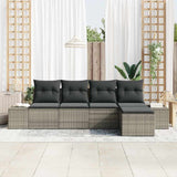 Garden Sofa Set 5 pcs Grey Poly Rattan and Powder-Coated Steel - Side View