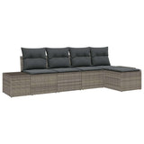 Garden Sofa Set 5 pcs Grey Poly Rattan and Powder-Coated Steel - Front View