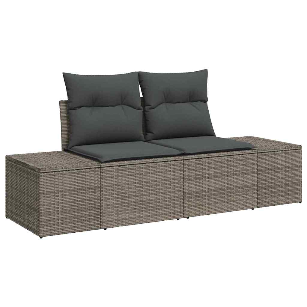 Garden Sofa Set 5 pcs Grey Poly Rattan and Powder-Coated Steel