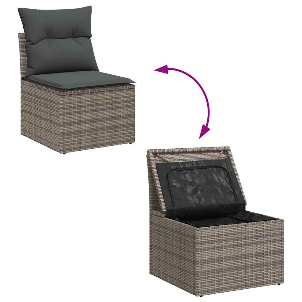 Garden Sofa Set 5 pcs Grey Poly Rattan and Powder-Coated Steel