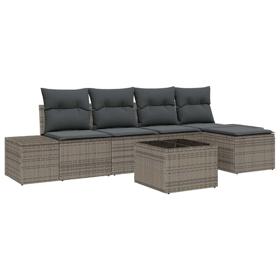 Garden Sofa Set 5 pcs Light Grey Poly Rattan