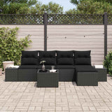 Garden Sofa Set 6 pcs Black Poly Rattan and Powder-Coated Steel - Side View