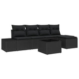 Garden Sofa Set with Cushion 5 pcs Black Poly Rattan
