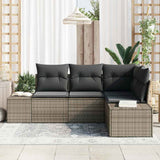 Garden Sofa Set 4 pcs Grey Poly Rattan and Powder-Coated Steel - Side View