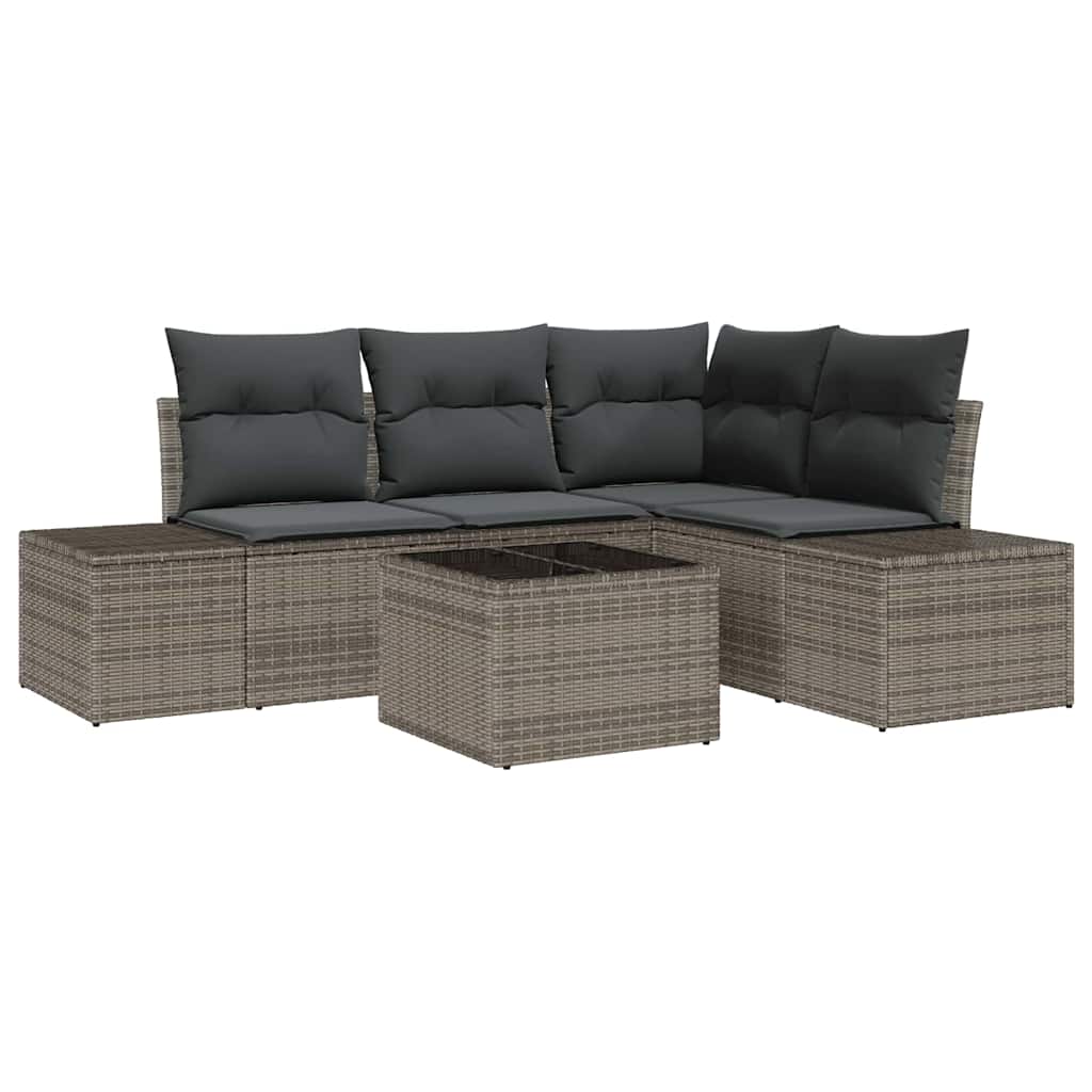 Garden Sofa Set with Cushion with Storage 5 pcs Light Grey