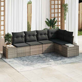 Garden Sofa Set with Storage 5 pcs Grey Poly Rattan