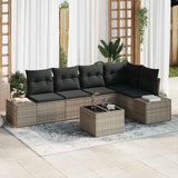 Garden Sofa Set with Storage Light Grey Poly Rattan