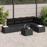 Garden Sofa Set 6 pcs Black Poly Rattan and Powder-Coated Steel