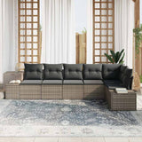 Garden Sofa Set 6 pcs Grey Poly Rattan and Powder-Coated Steel - Side View