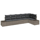 Garden Sofa Set 6 pcs Grey Poly Rattan and Powder-Coated Steel - Front View