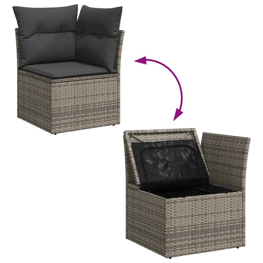 Garden Sofa Set 6 pcs Grey Poly Rattan and Powder-Coated Steel