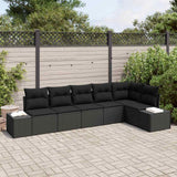 Garden Sofa Set with Storage 6 pcs Black Poly Rattan