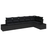 Garden Sofa Set with Storage 6 pcs Black Poly Rattan