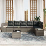 Garden Sofa Set with Storage Light Grey Poly Rattan