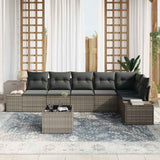 Garden Sofa Set with Cushion with Storage 7 pcs Light Grey - Side View