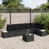 Garden Sofa Set with Storage Black Poly Rattan