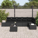 Garden Sofa Set with Storage Black Poly Rattan