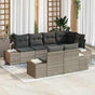 Garden Sofa Set 7 pcs Grey Poly Rattan